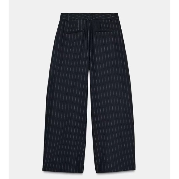 Zara ZW COLLECTION WOOL PINSTRIPE PANTS Sz L - Picture 6 of 12